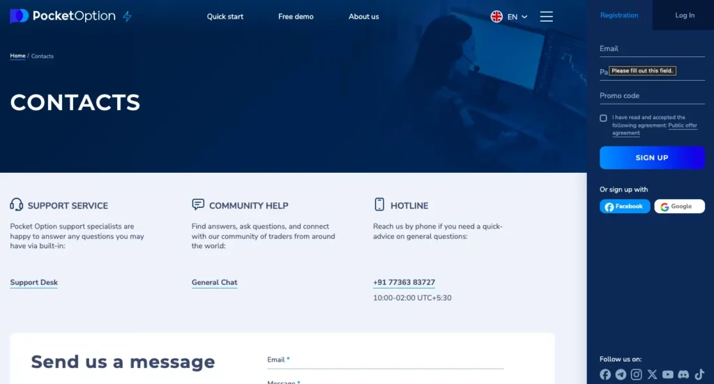Customer Support Pocket Option