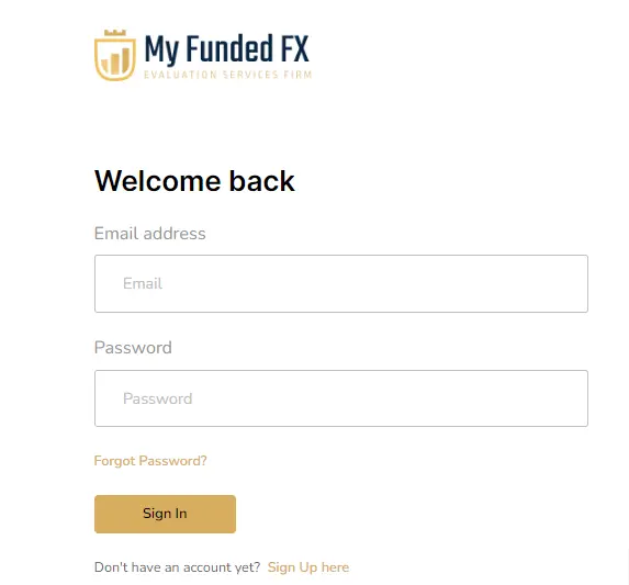 MyFundedFX log in